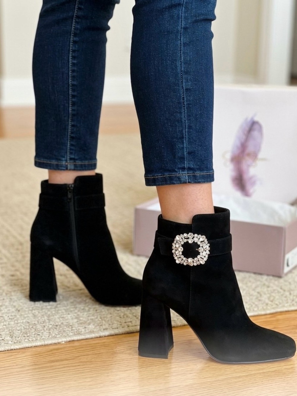 Jessica Simpson Black Suede Ankle Boots